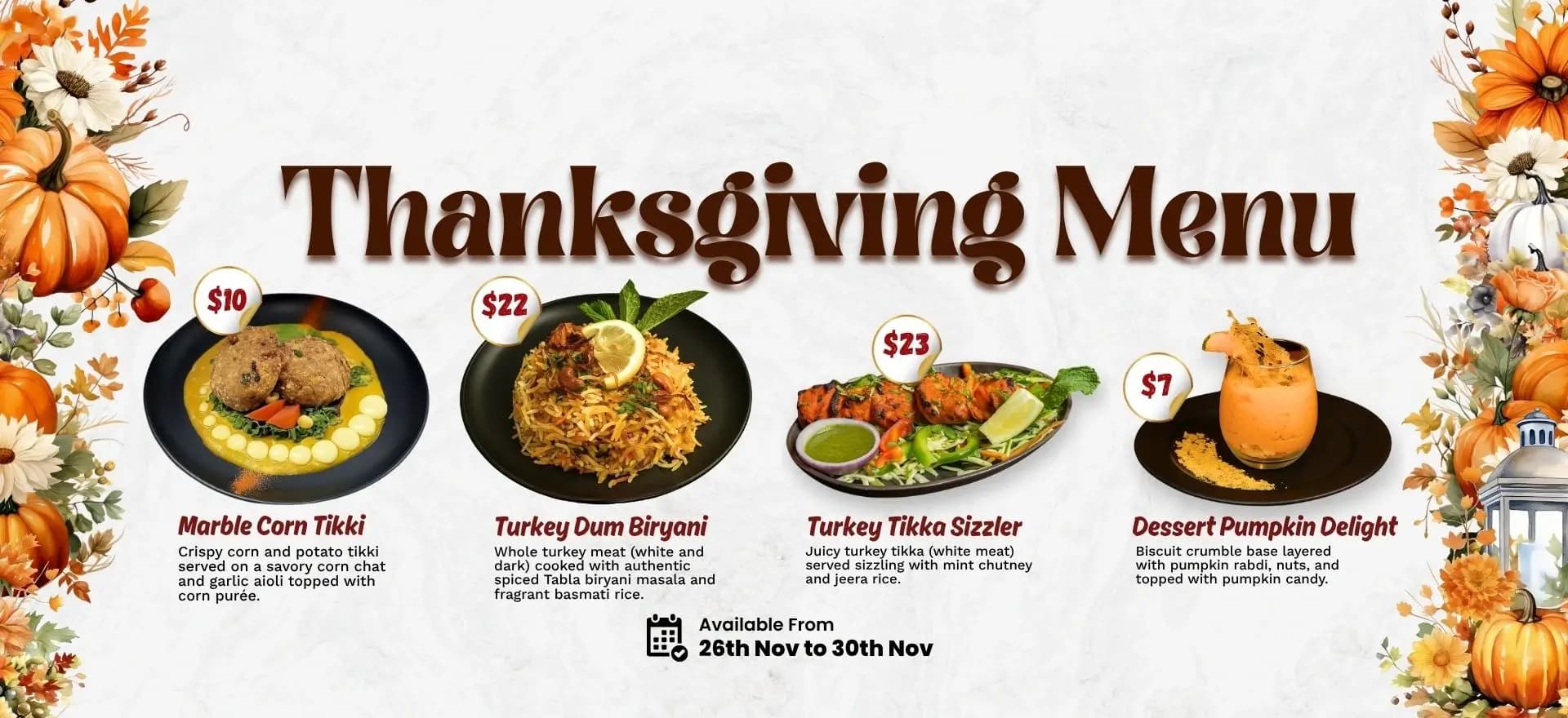 Thanks giving menu